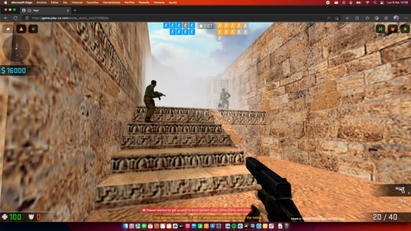 Captura de Counter Strike 1.6 desde un navegador Safari