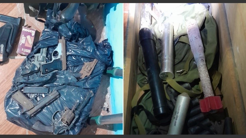 Armas y explosivos. El precario arsenal secuestrado en Blomberg al 3100.