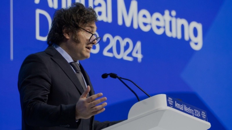 Javier Milei en el Foro Económico de Davos, Suiza.